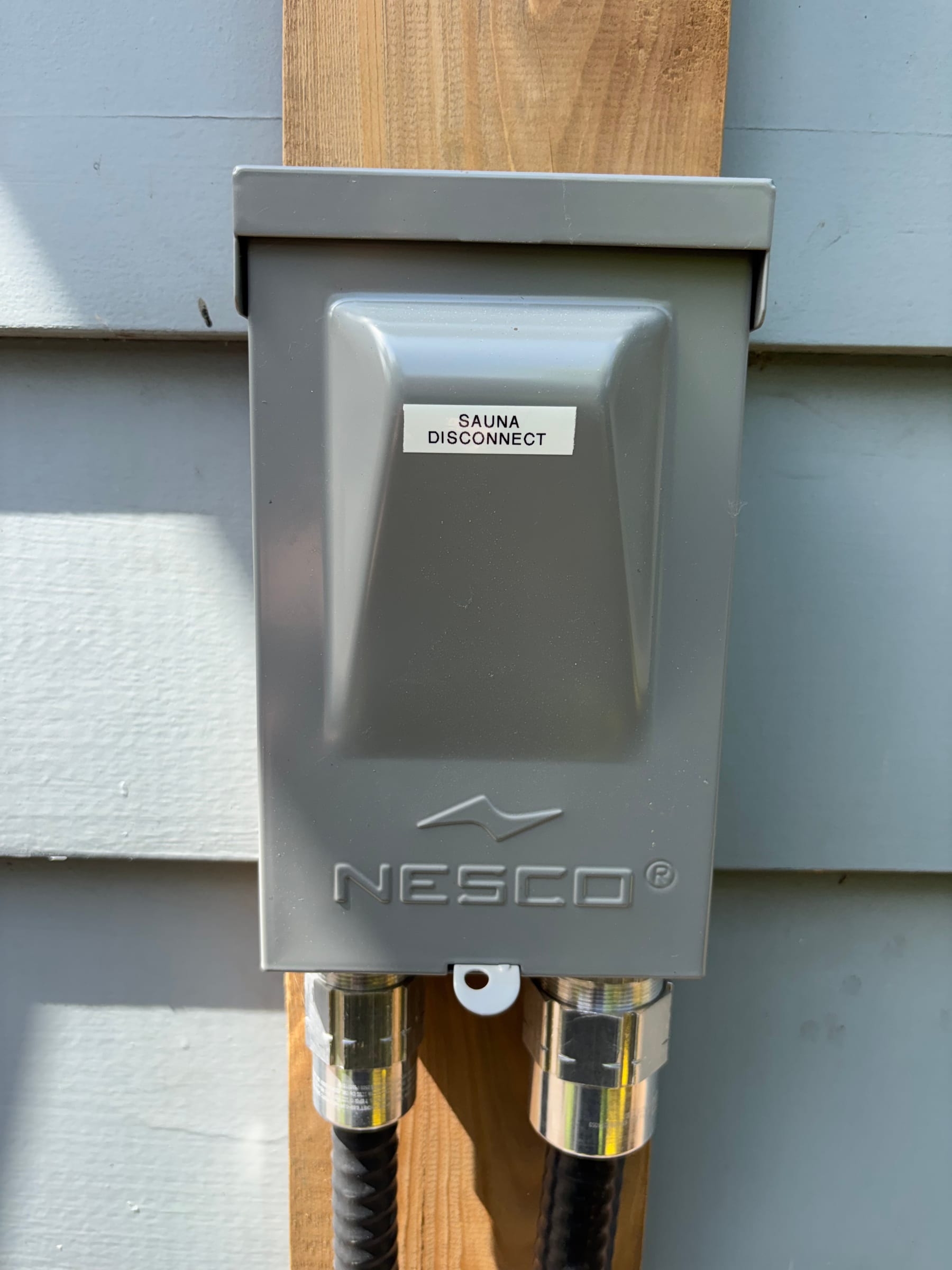Sauna disconnect switch installed by Call Paul Contracting, Edmonton