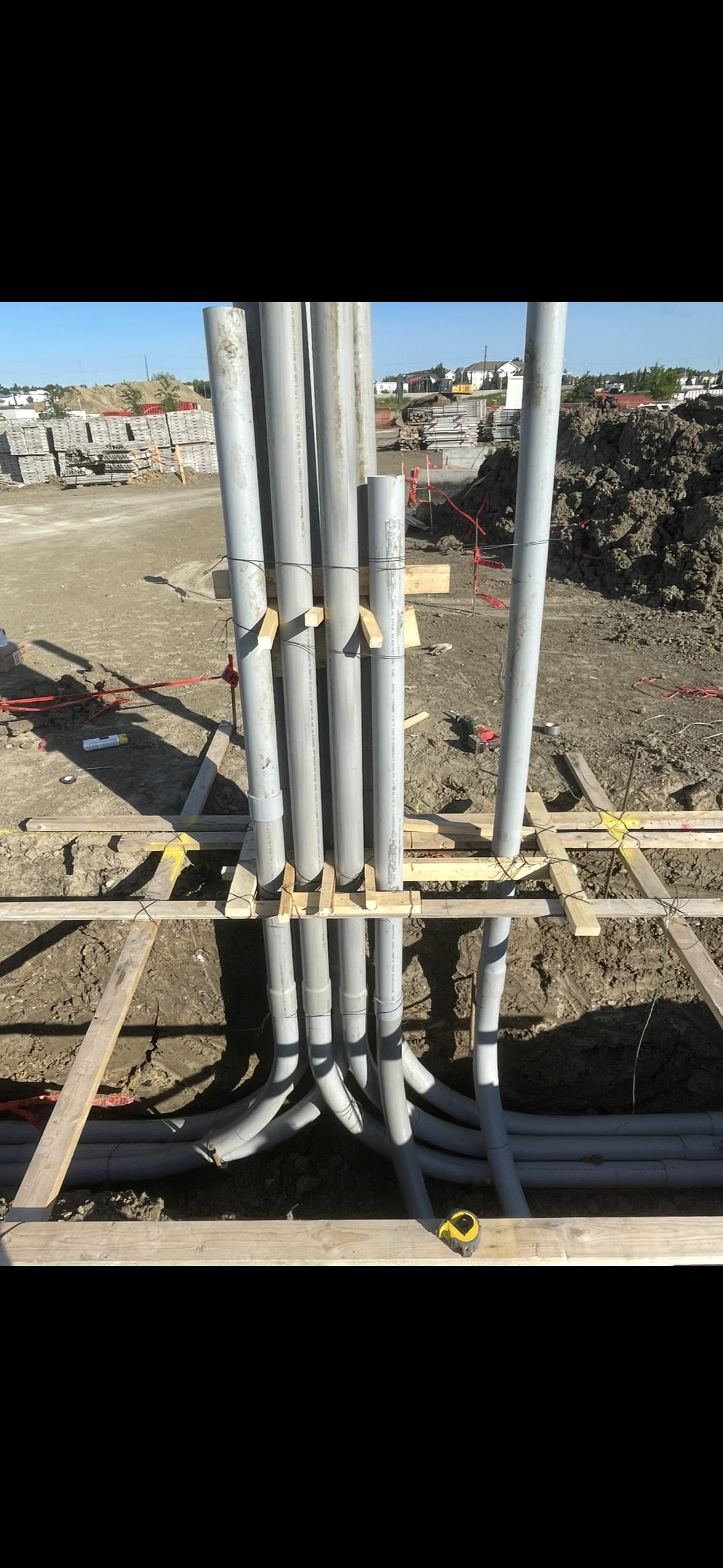 Underground electrical distribution conduits on an Edmonton project by Call Paul Contracting